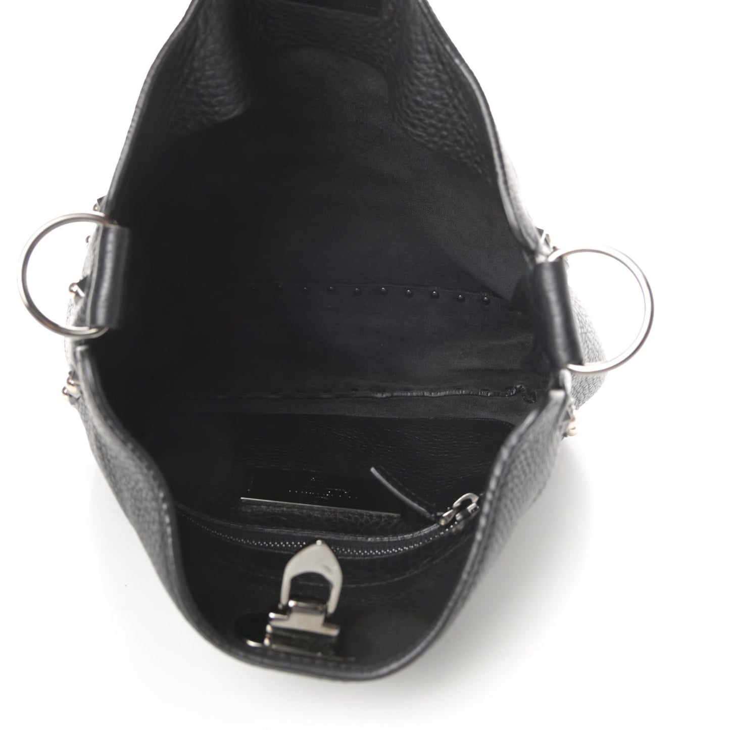 Pebbled Calfskin Small Rockstud Rolling Flip-Lock Messenger Bag Black