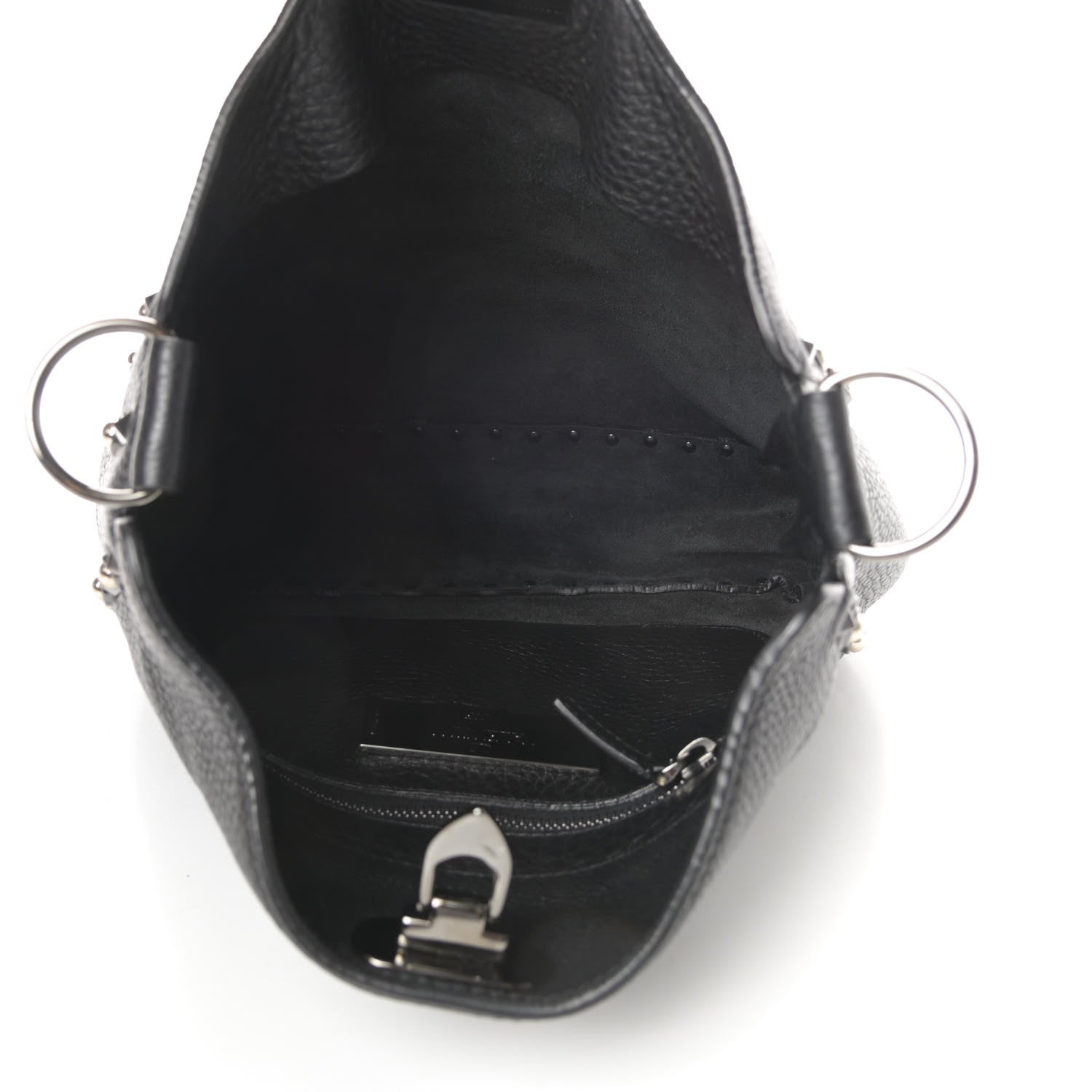 Valentino Garavani Pebbled Calfskin Small Rockstud Rolling Flip-Lock Messenger Bag Black 5 of 10
