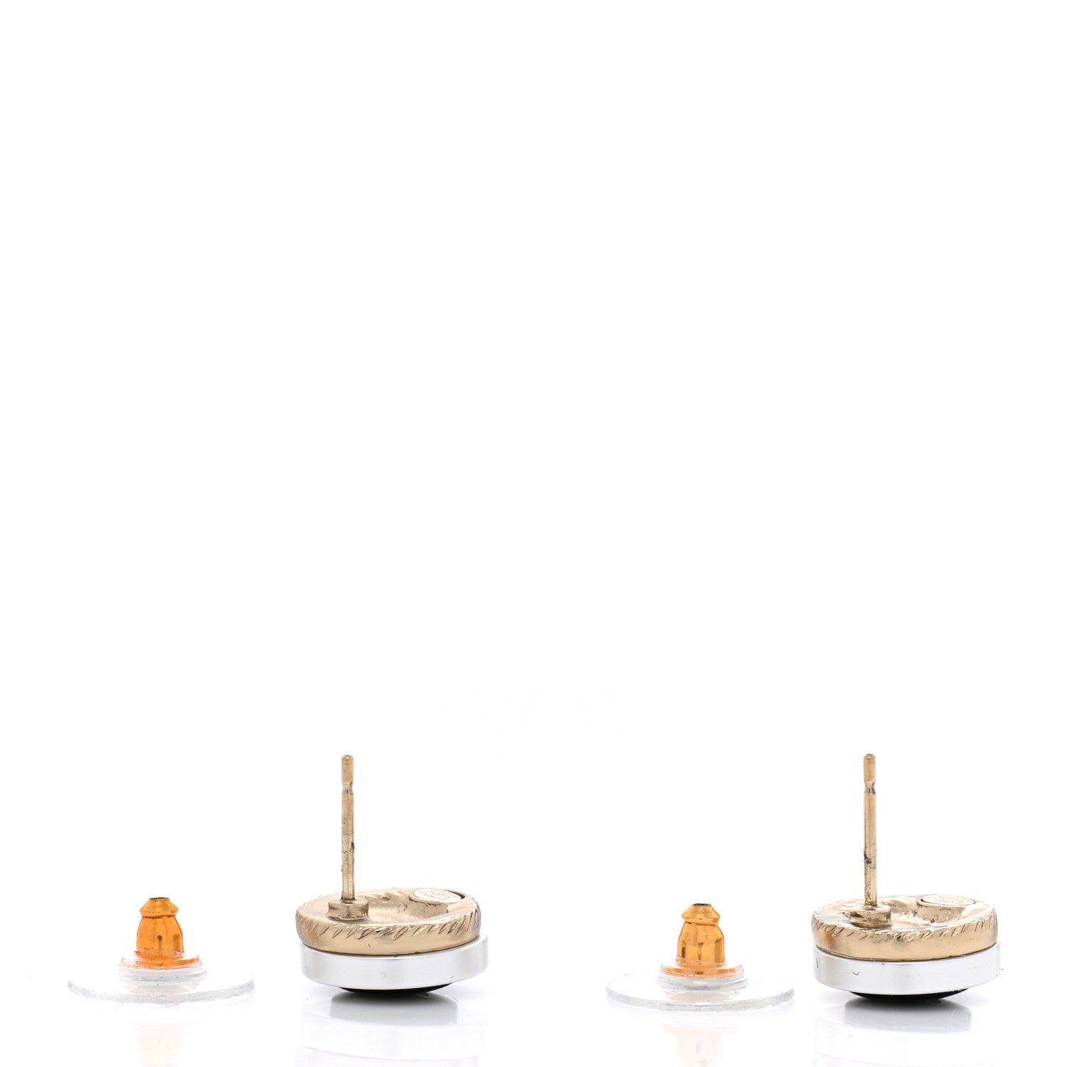 Chanel Resin Textured CC Button Earrings 4 of 5