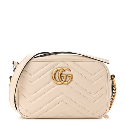 Gucci Calfskin Matelasse Mini GG Marmont Chain Shoulder Bag White 1 of 12