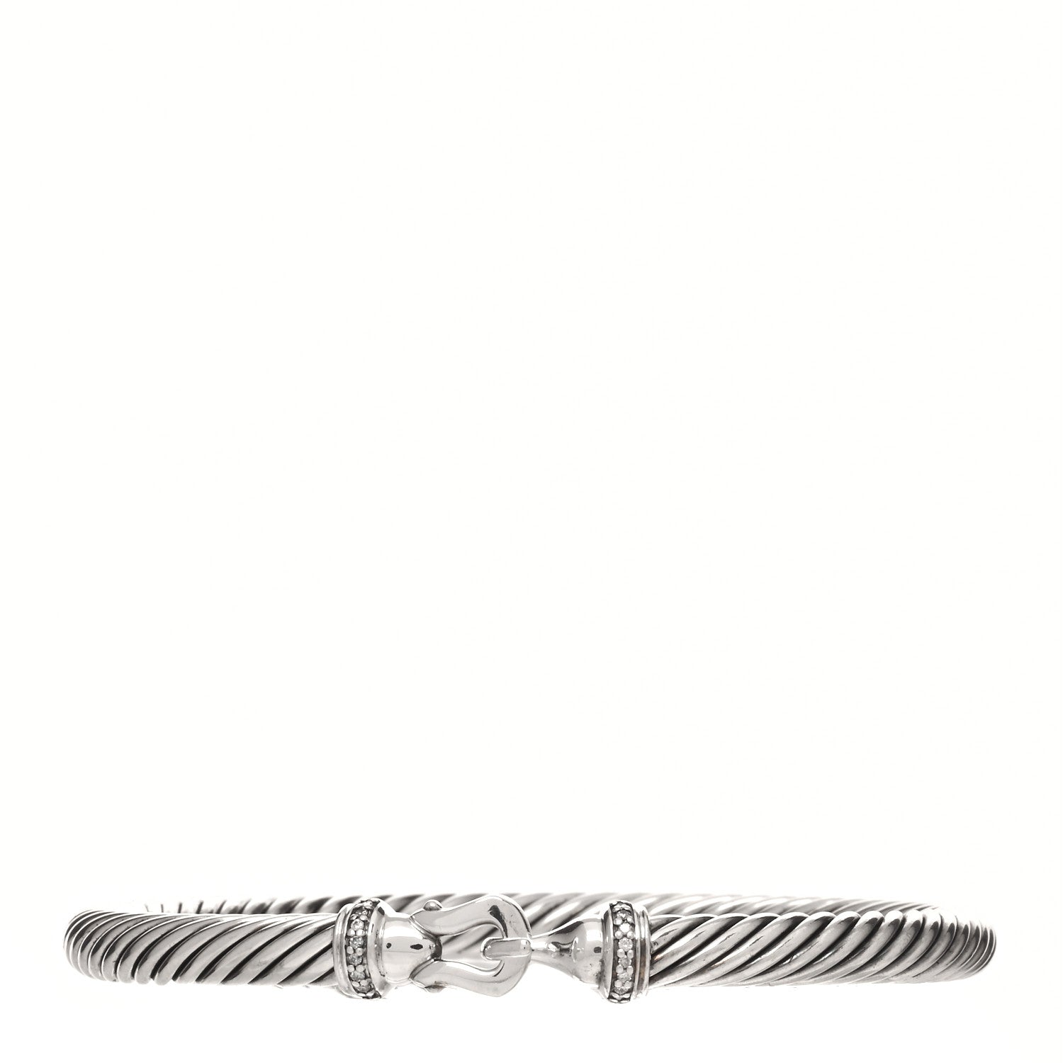 David Yurman Sterling Silver Diamond 5mm Cable Buckle Bracelet 1 of 3