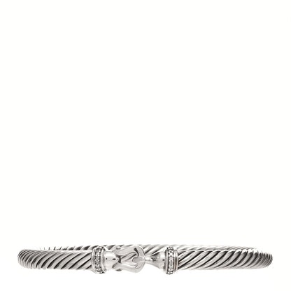 David Yurman Sterling Silver Diamond 5mm Cable Buckle Bracelet 1 of 3