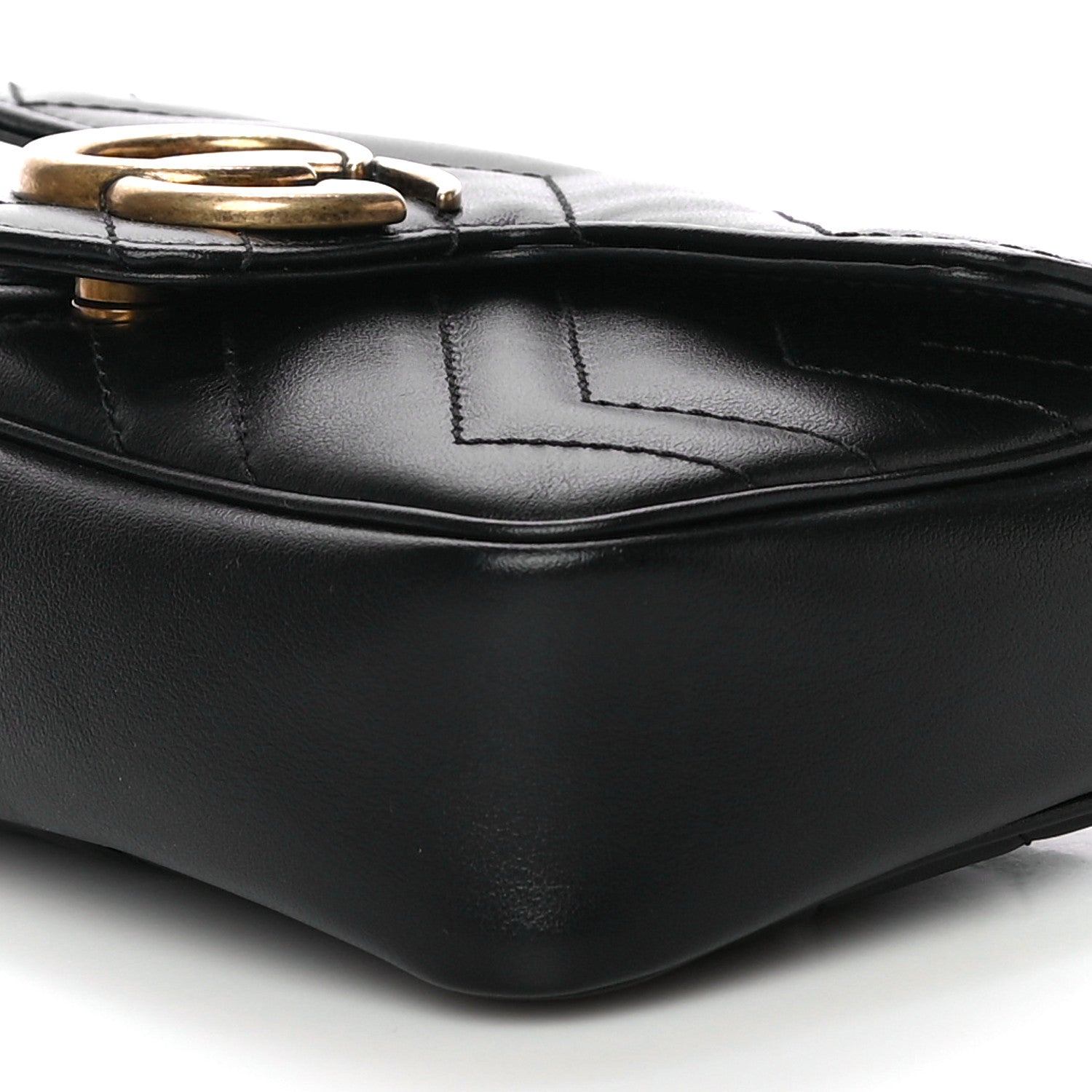 Gucci Calfskin Matelasse Super Mini GG Marmont Shoulder Bag Black 10 of 14