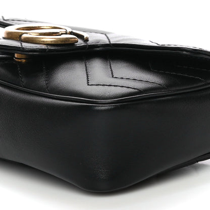 Gucci Calfskin Matelasse Super Mini GG Marmont Shoulder Bag Black 10 of 14