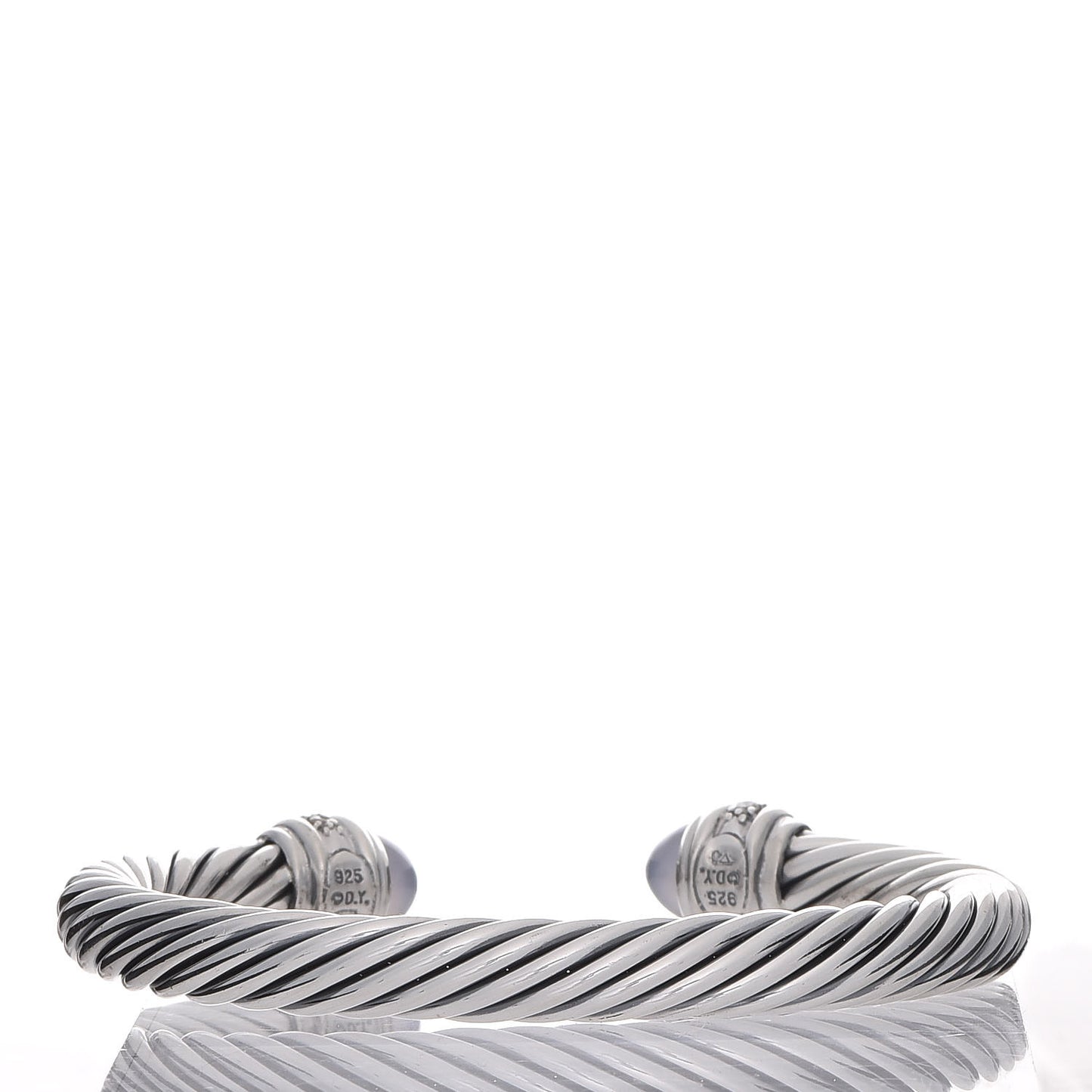 Sterling Silver Diamond Chalcedony 7mm Cable Classics Bracelet