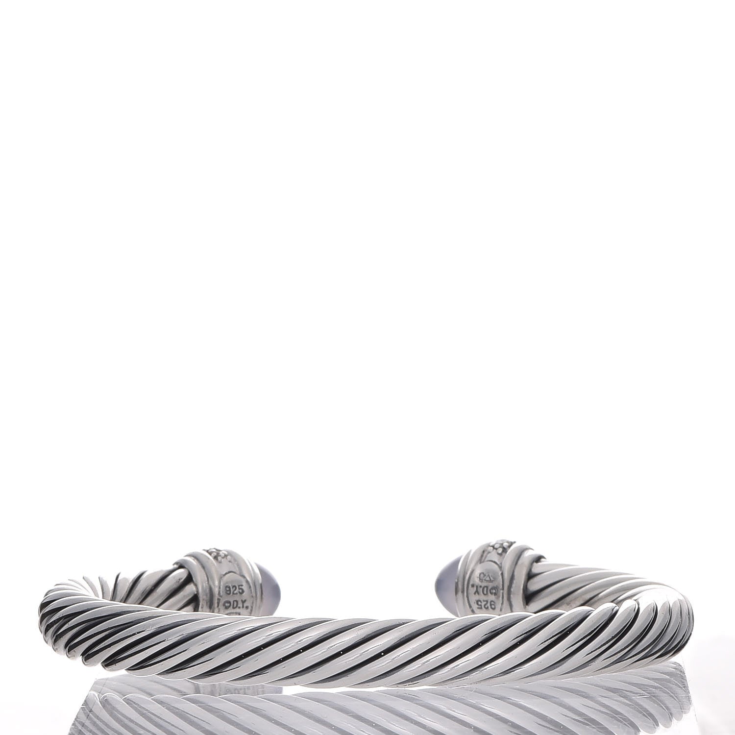 David Yurman Sterling Silver Diamond Chalcedony 7mm Cable Classics Bracelet 3 of 5