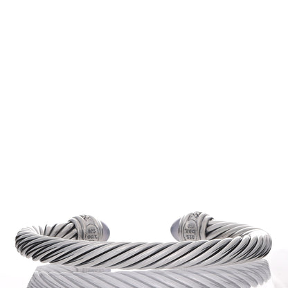 David Yurman Sterling Silver Diamond Chalcedony 7mm Cable Classics Bracelet 3 of 5