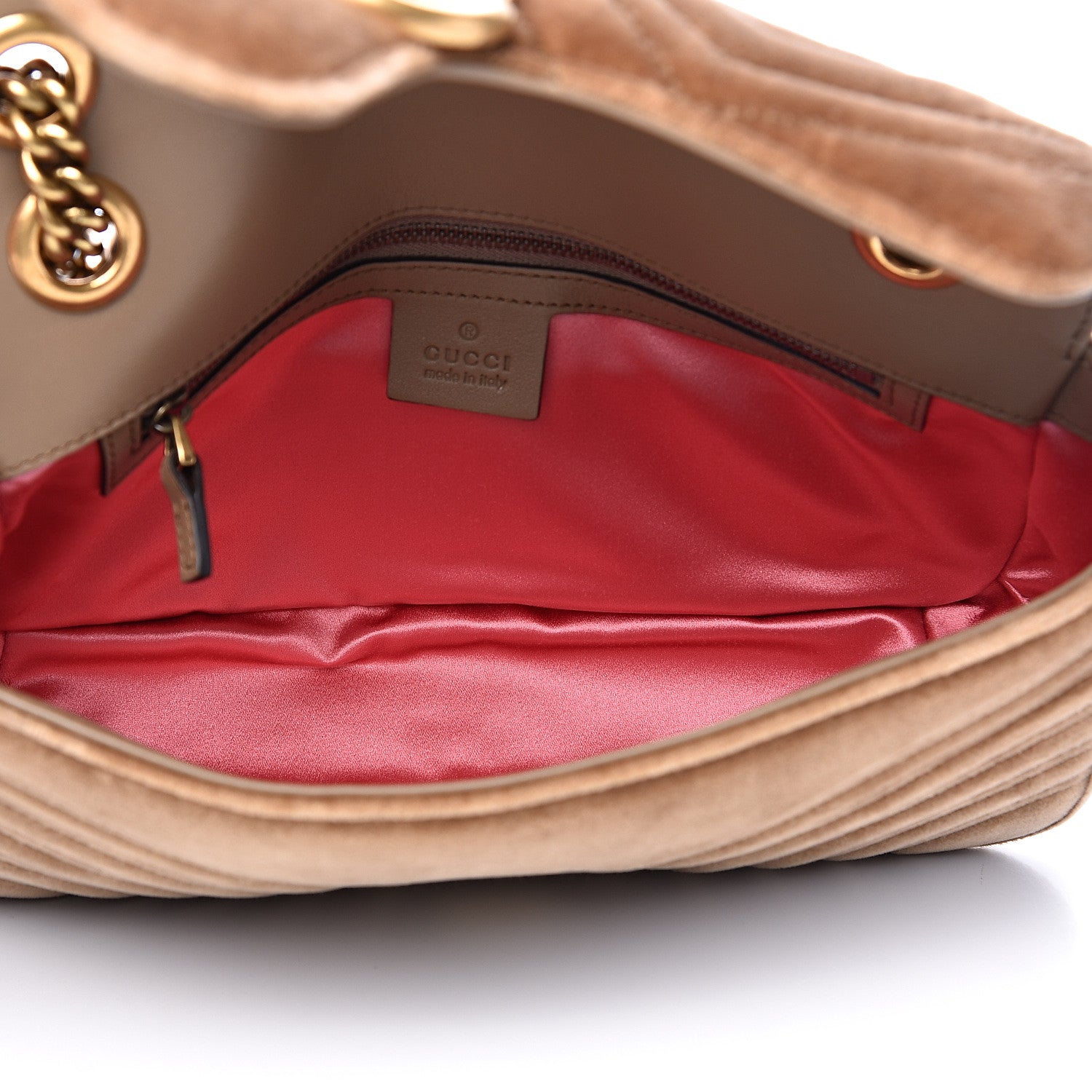 Gucci Velvet Matelasse Small GG Marmont Shoulder Bag Taupe 5 of 13