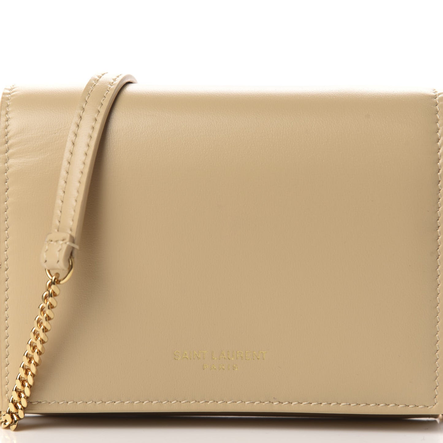 Calfskin Monogram Chain Card Case Ivory Natural