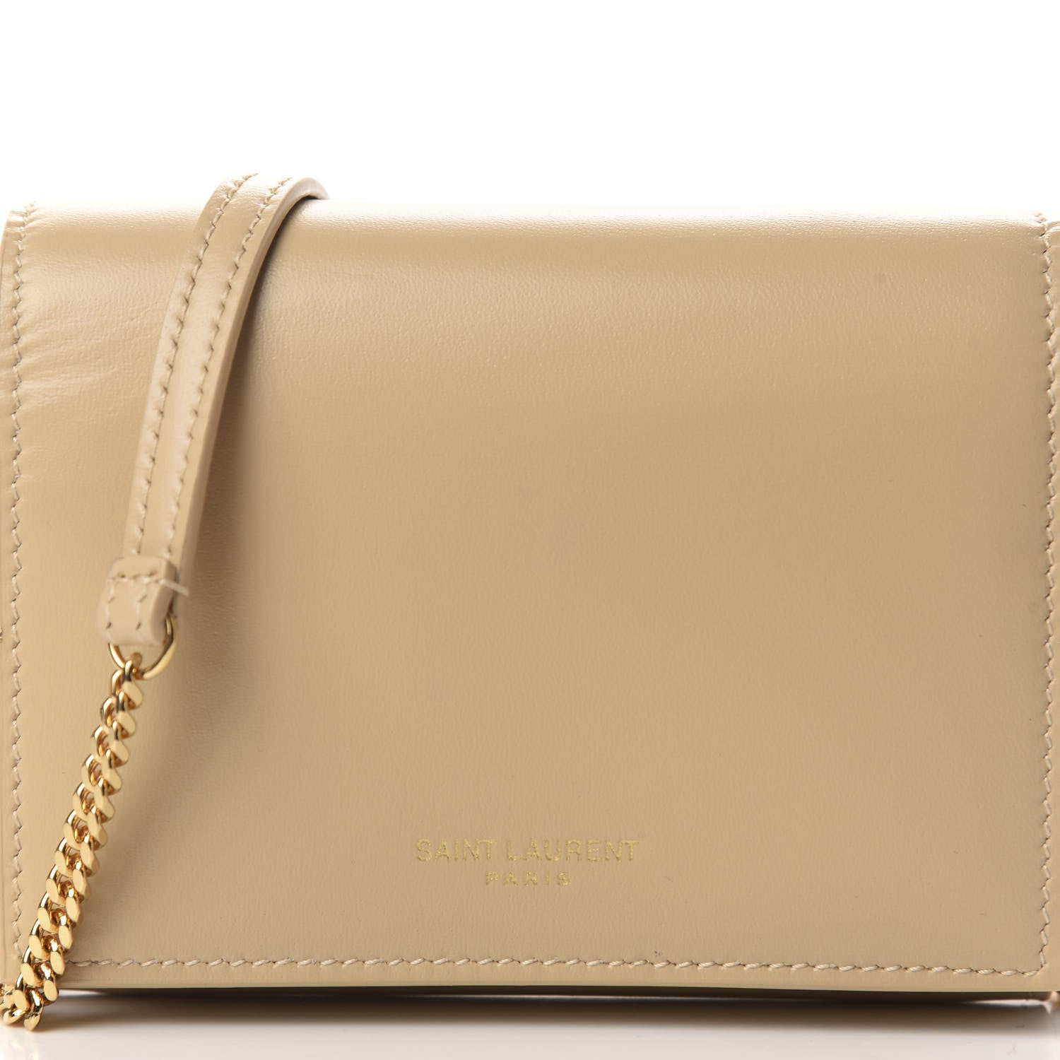 Saint Laurent Calfskin Monogram Chain Card Case Ivory Natural 9 of 11