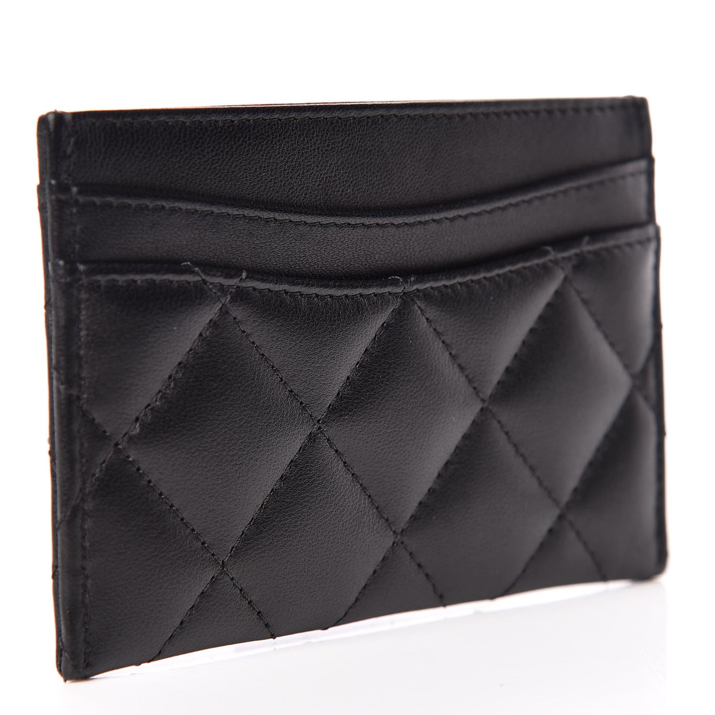Lambskin Quilted Card Holder Black