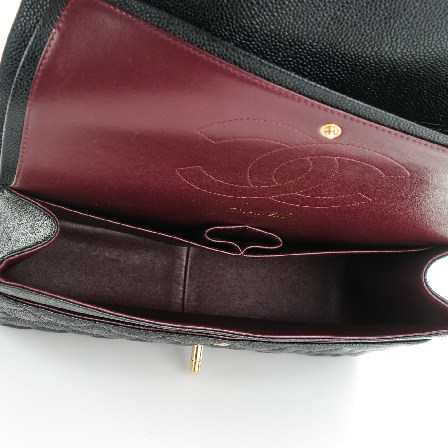 Caviar Quilted Jumbo Double Flap Black