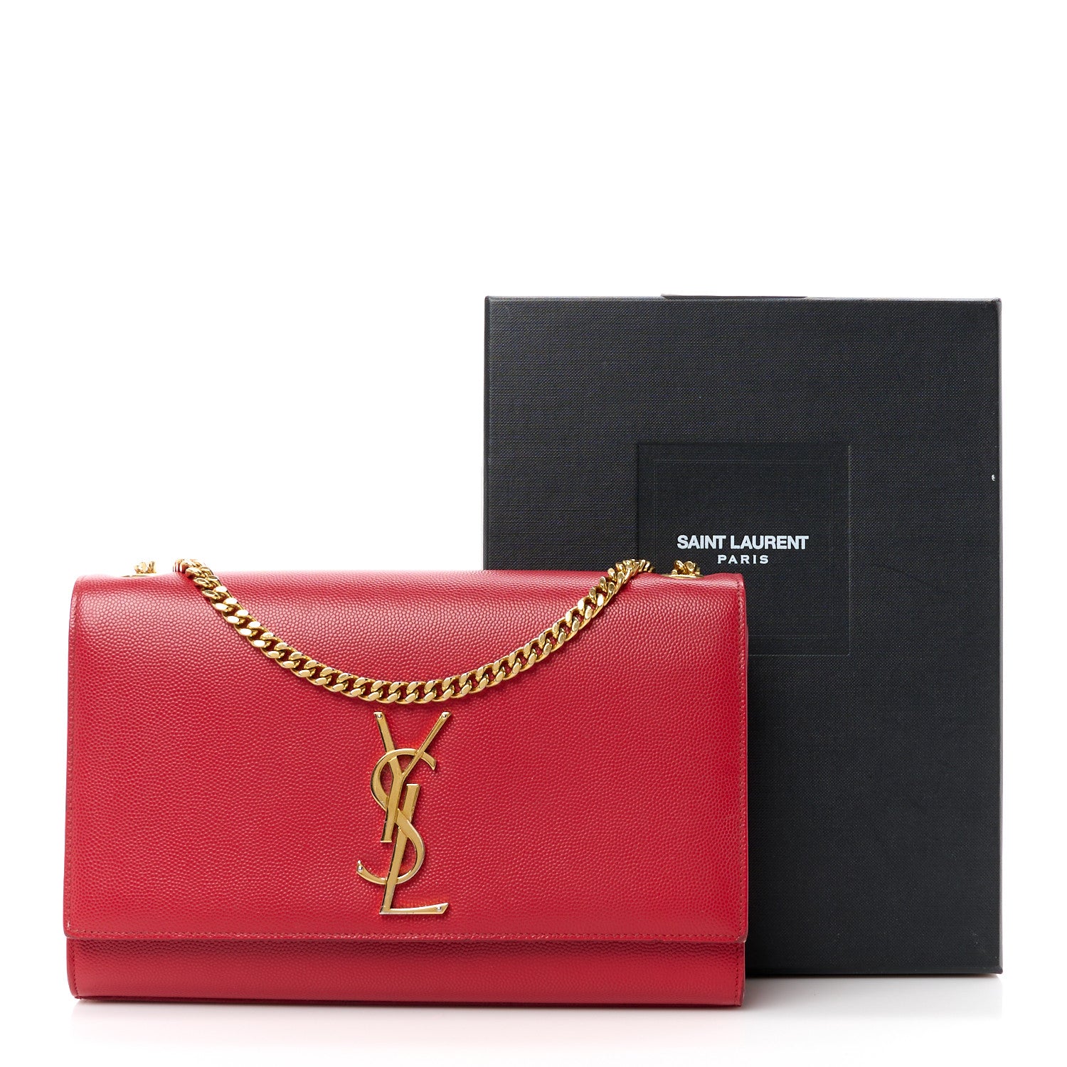 Saint Laurent Grain De Poudre Medium Monogram Kate Satchel Red 12 of 12