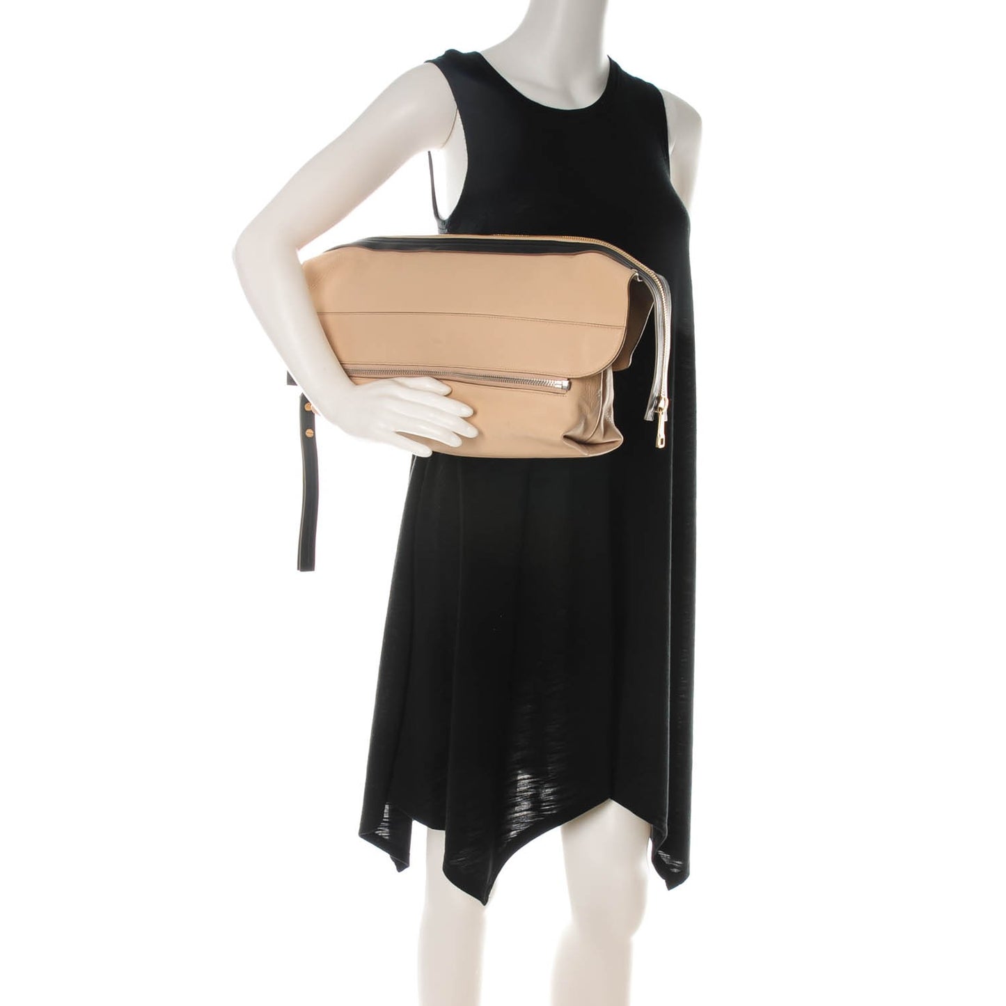Calfskin Dalston Clutch Angora Beige Black