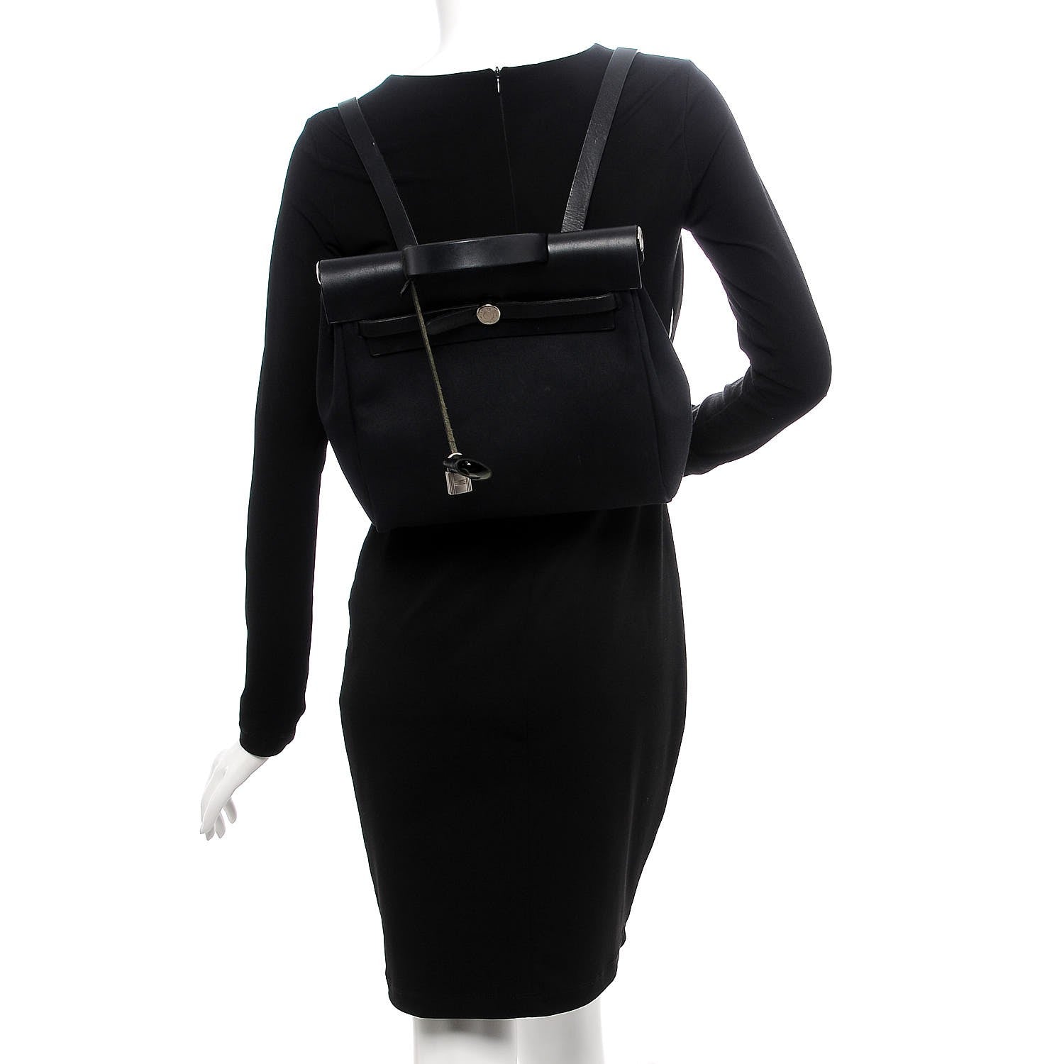 Hermes Toile Vache Calfskin Herbag 30 PM Backpack Black 2 of 14