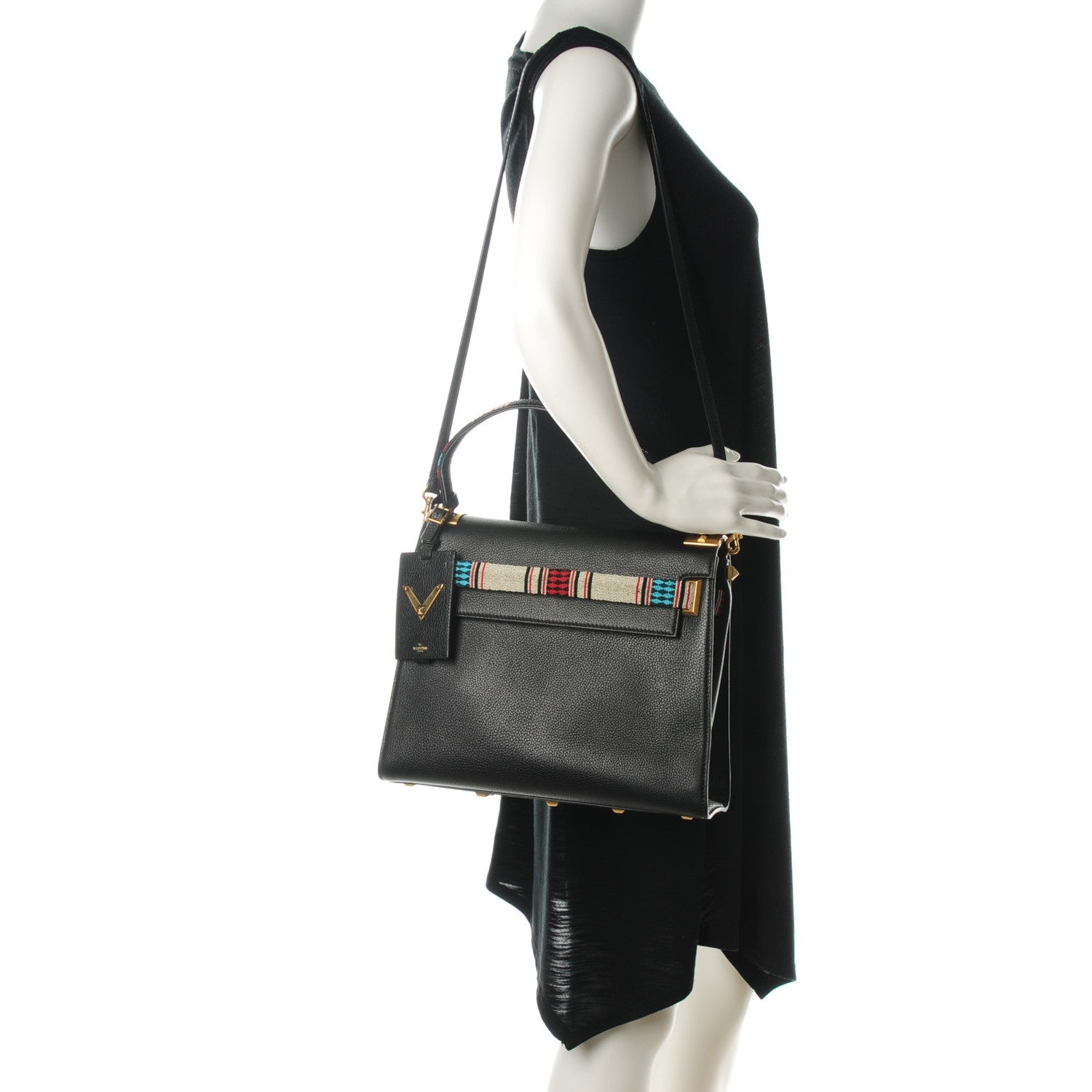 Valentino Garavani Grained Calfskin Beaded My Rockstud Frame Bag Black 2 of 7