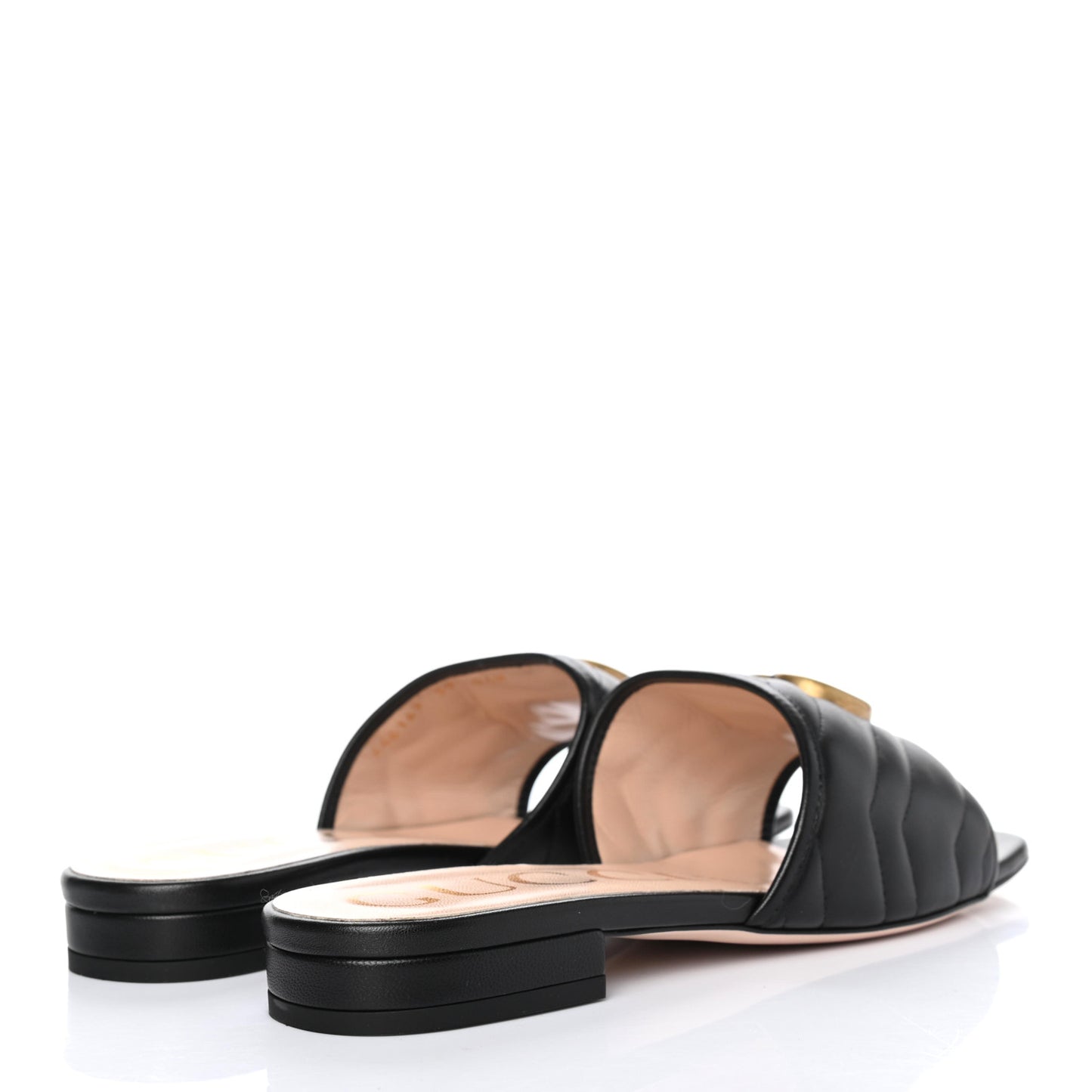 Nappa Matelasse GG Marmont Flat Slide Sandals 39 Black