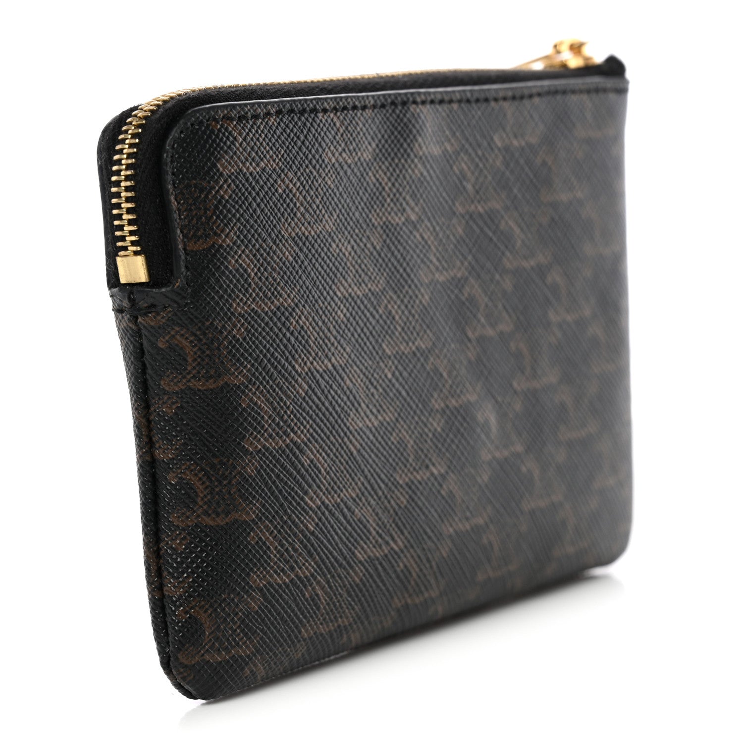 Celine Triomphe Canvas Logo Coin and Card Pouch With Hook Black 3 of 9