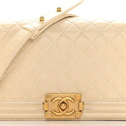 Chanel Lambskin Quilted Medium Boy Flap Light Beige 8 of 29