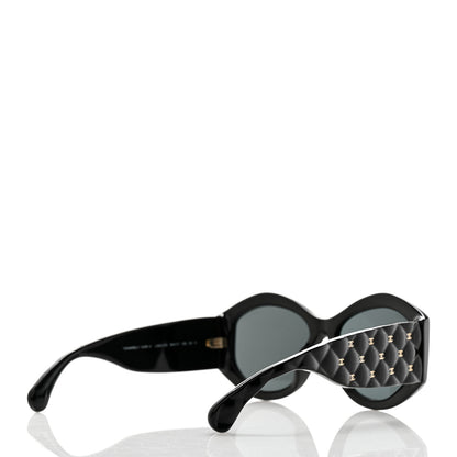 Chanel Acetate Quilted CC Sunglasses 5486-A Black 4 of 8