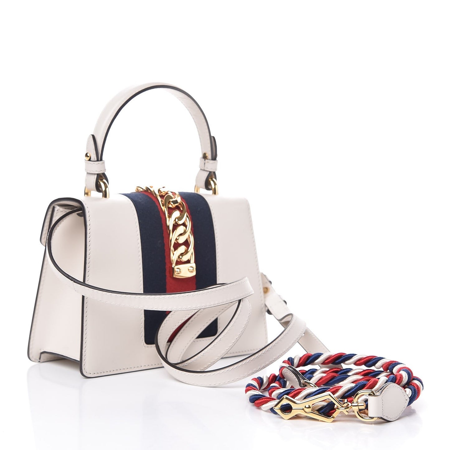 Calfskin Mini Sylvie Top Handle Bag White