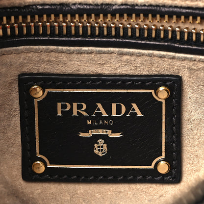 Prada Glace Calf Studded Pushlock Chain Shoulder Bag Black 6 of 9