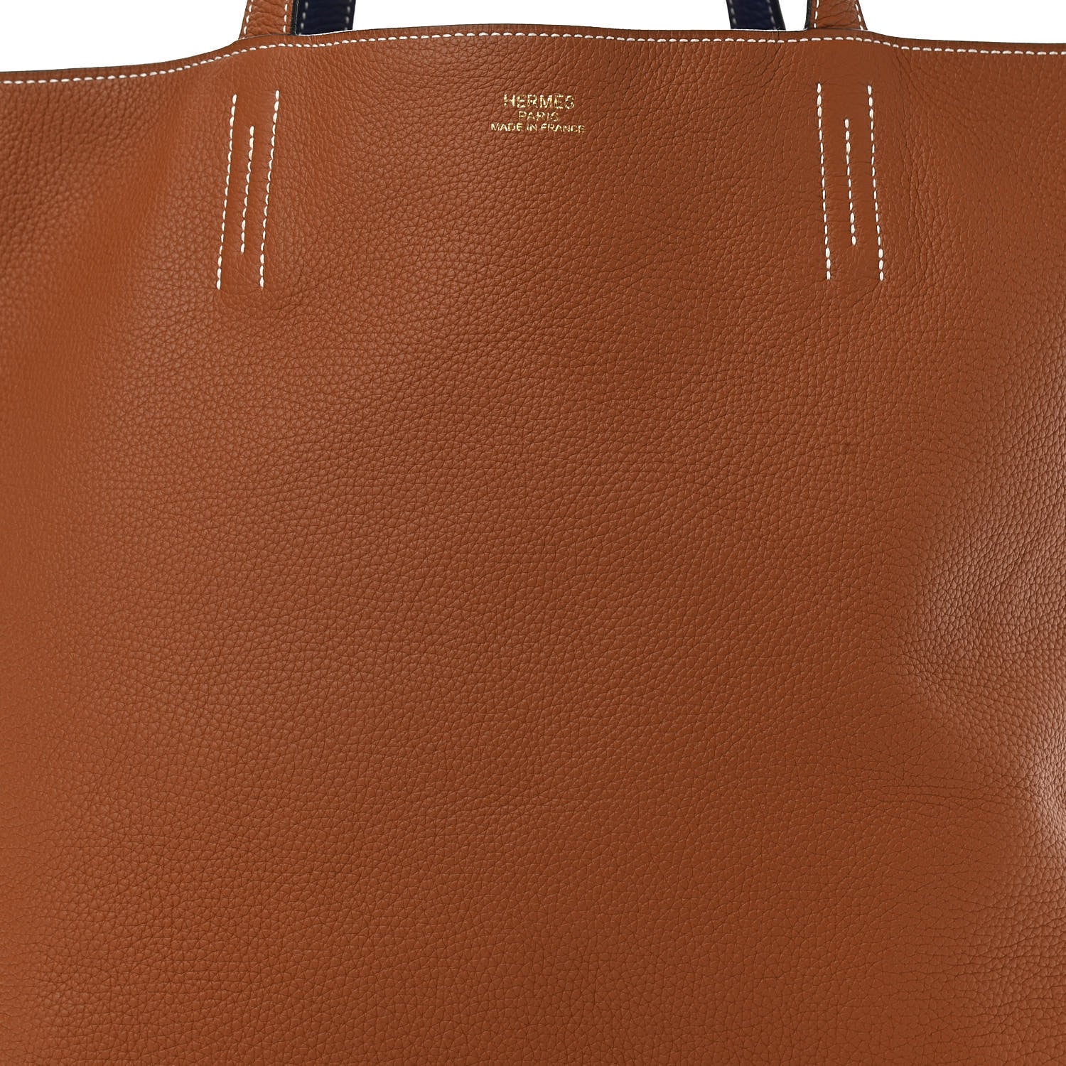 Hermes Taurillon Clemence Double Sens 45 Reversible Tote Gold Bleu Encre 10 of 16