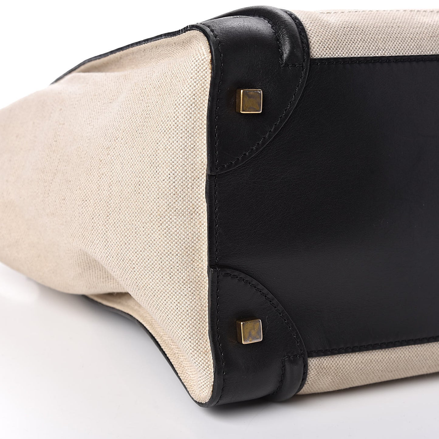 Smooth Calfskin Linen Mini Bi-Color Luggage Natural Black