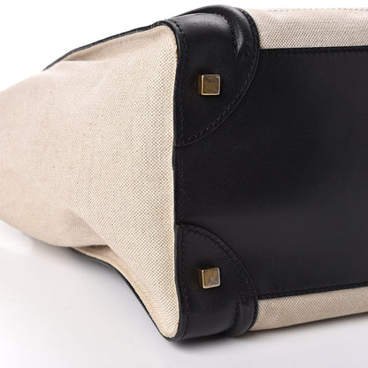 Celine Smooth Calfskin Linen Mini Bi-Color Luggage Natural Black 5 of 21