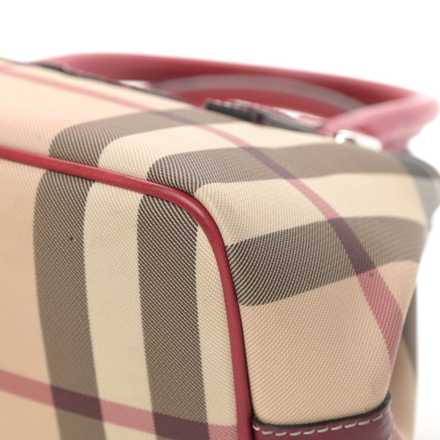 House Check Top Handle Bag Red