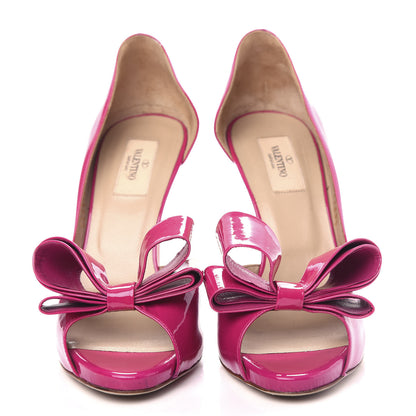 Valentino Garavani Patent Couture Bow Peep Toe d'Orsay 15/110mm Pumps 39.5 Fuchsia 5 of 10
