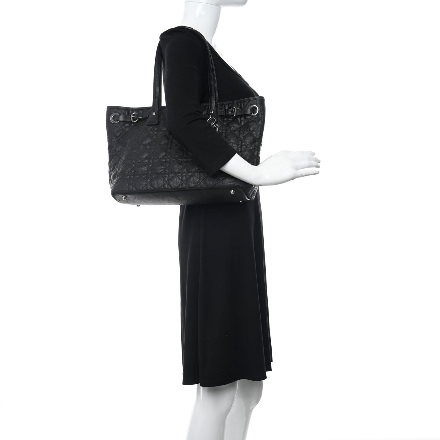 Coated Canvas Cannage Small Panarea Tote Black