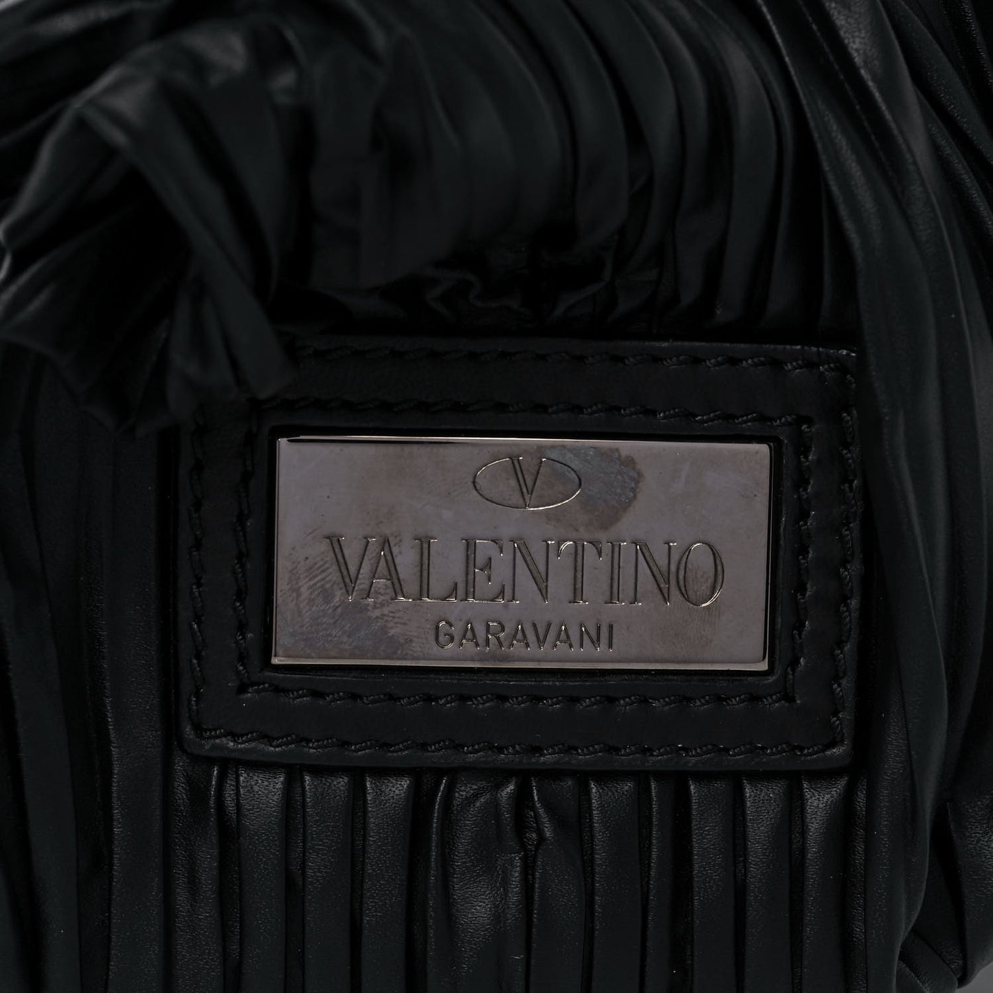 Nappa Pleated Petale Dome Tote Black