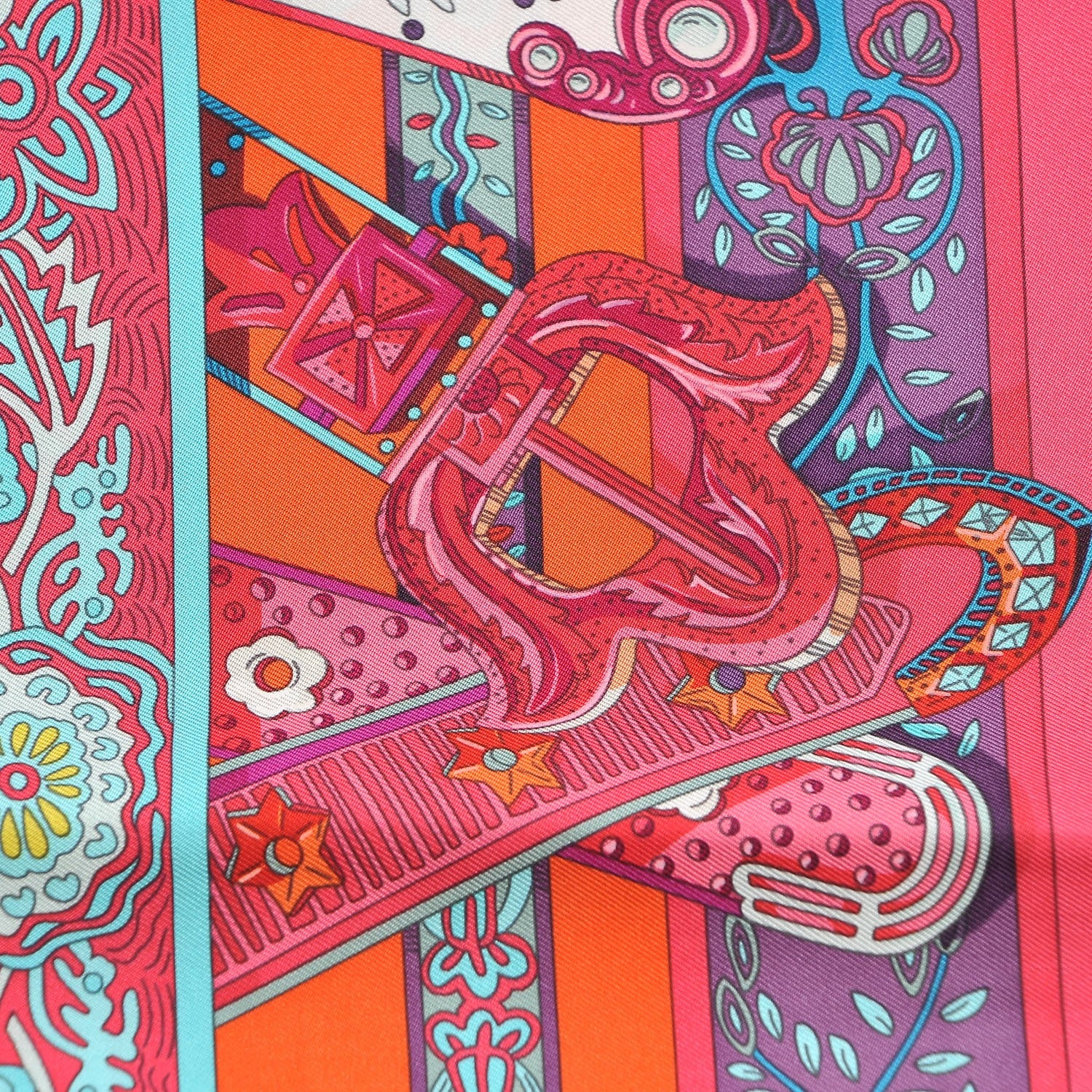Hermes Silk Le Songe De La Licorne Scarf 90 Roes Indiene Capucine Violet 4 of 8