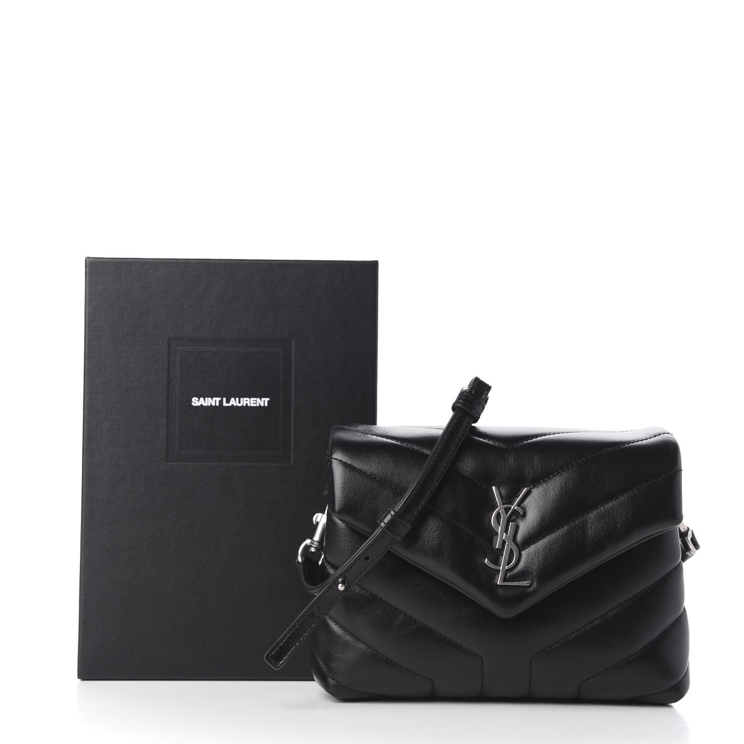 Saint Laurent Calfskin Y Quilted Monogram Toy Loulou Crossbody Bag Black 11 of 11
