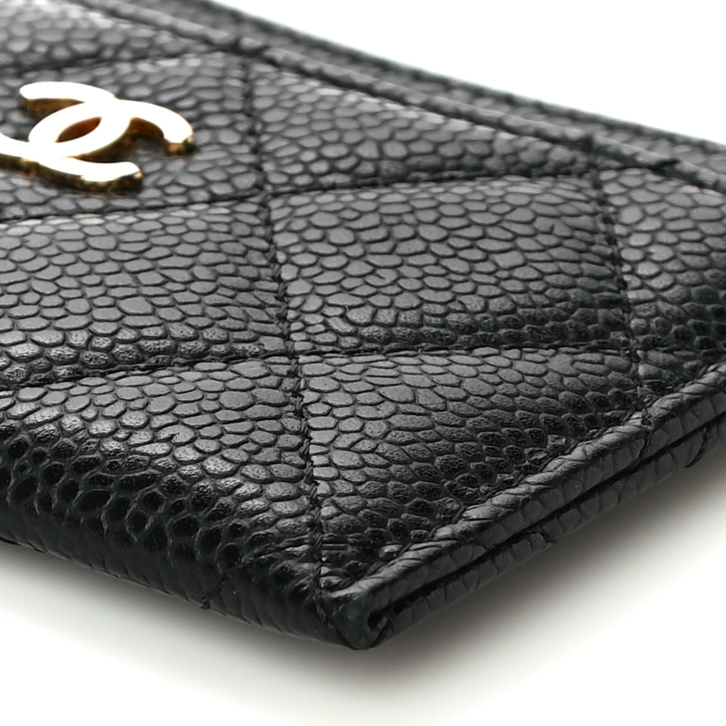 Caviar Quilted Card Holder Black