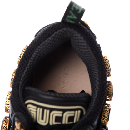 Gucci X SEGA Mesh Suede Calfskin Removable Crystals Womens Flashtrek Sneakers 36.5 Black Silver 5 of 6