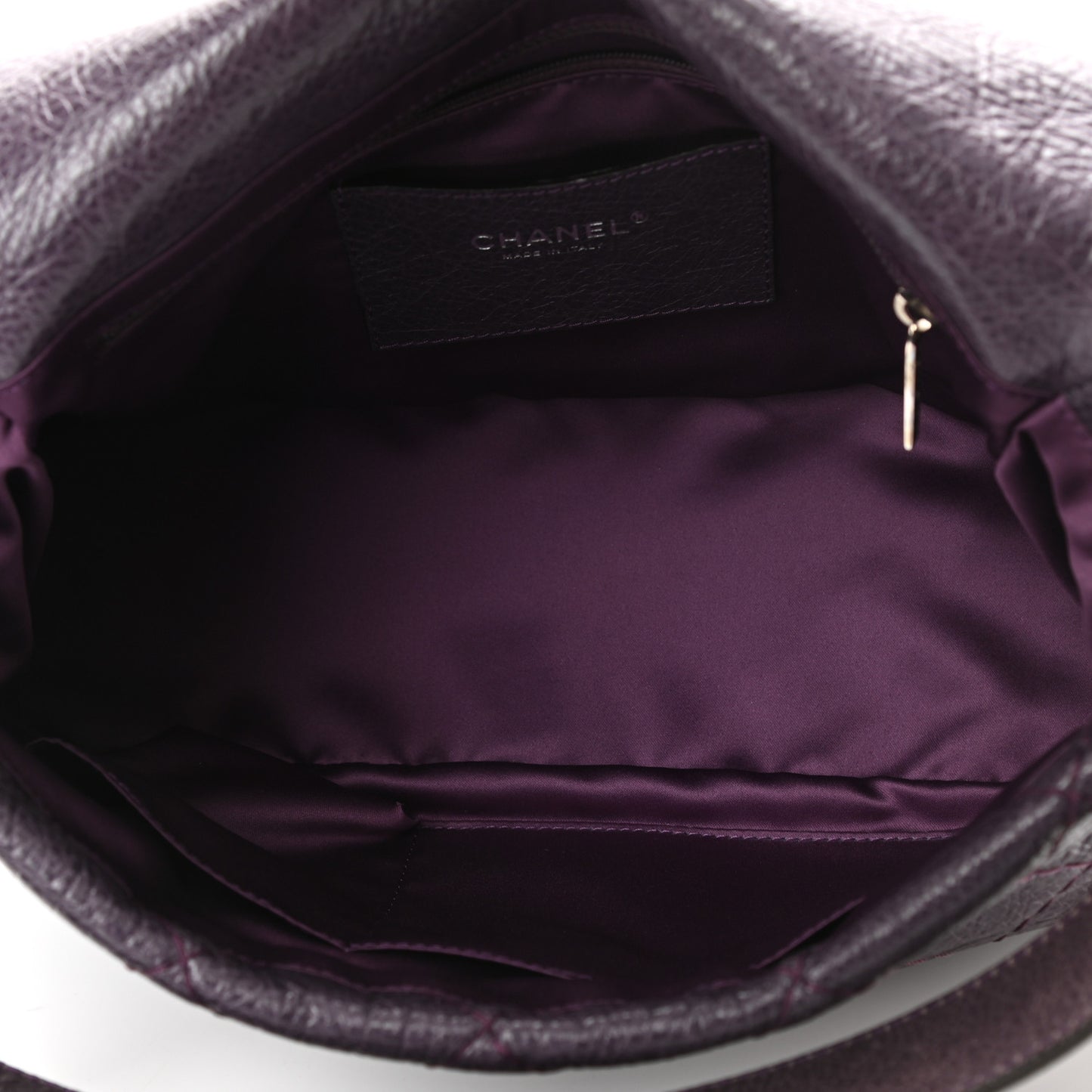 Glazed Calfskin Stitched On The Road Flap Purple