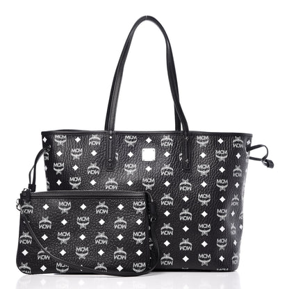 MCM Visetos Medium Reversible Shopper Tote Black 4 of 16