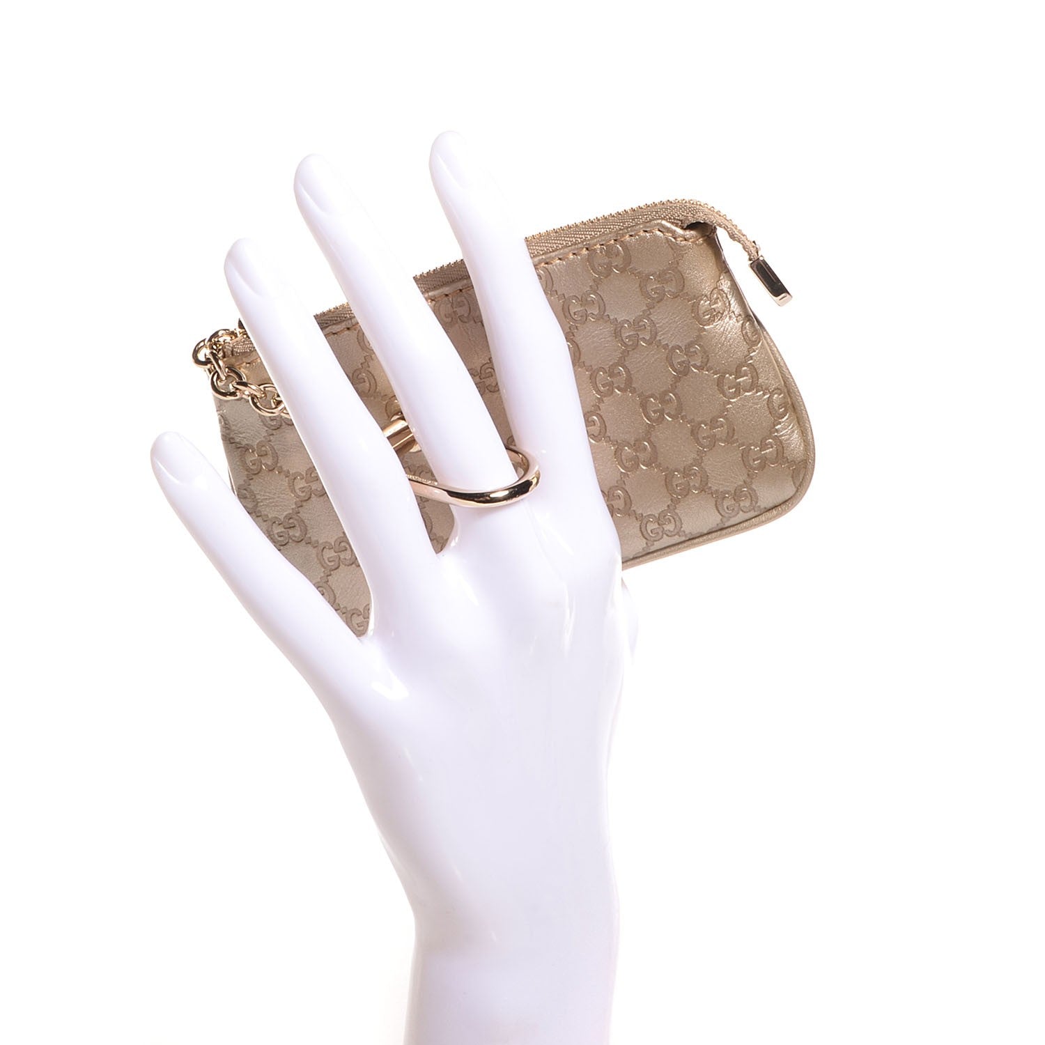 Gucci Metallic Microguccissima Key Case Golden Beige 2 of 8