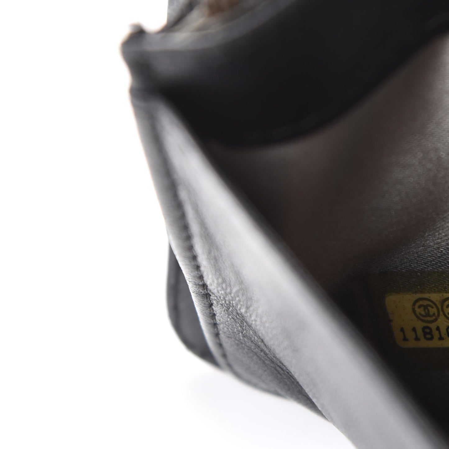 Lambskin Camellia Embossed Yen Wallet Black