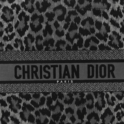 Christian Dior Canvas Mizza Embroidered Large Leopard Book Tote Grey 7 of 9