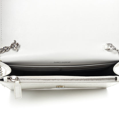 Saint Laurent Calfskin Crocodile Embossed Kate Monogram Tassel Chain Wallet Cremasoft 5 of 9