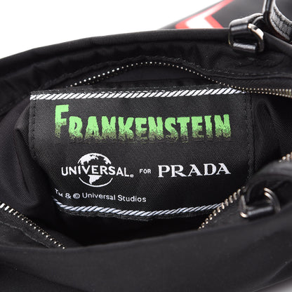 Prada X UNIVERSAL STUDIOS Tessuto Nylon Soft Calfskin Frankenstein Heart Chain Shopping Tote Black 6 of 11