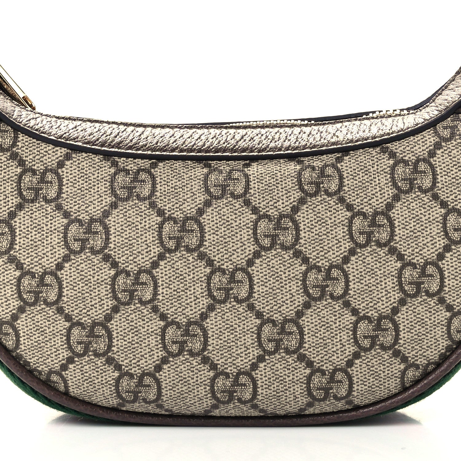 Gucci GG Supreme Monogram Textured Calfskin Web Mini Ophidia Half Moon Hobo Beige Ebony New Acero 9 of 14