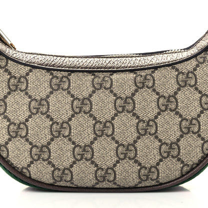 Gucci GG Supreme Monogram Textured Calfskin Web Mini Ophidia Half Moon Hobo Beige Ebony New Acero 9 of 14