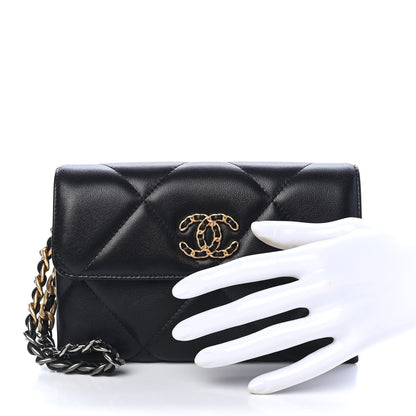 Chanel Lambskin Quilted Chanel 19 Flap Clutch Black 2 of 10