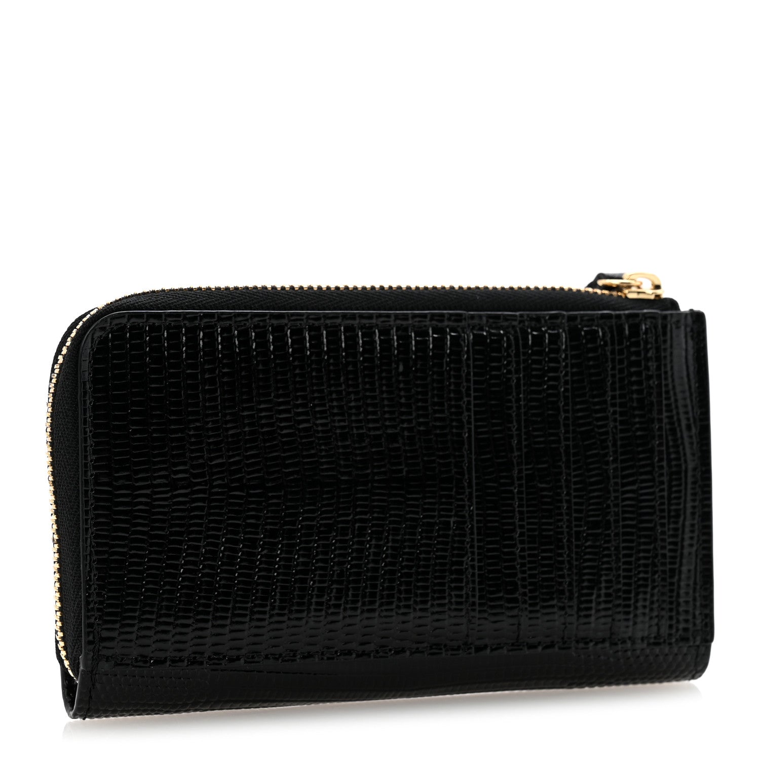 Chanel Calfskin Lizard Embossed Zipped Card Holder Black 3 of 8