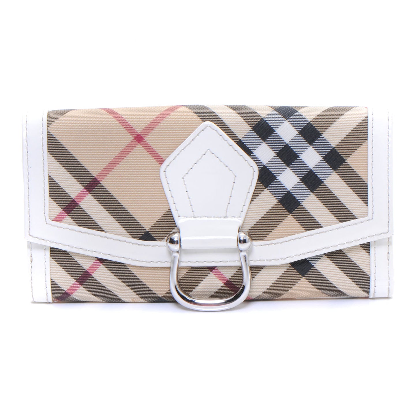 Leather Trim Nova Check Wallet White