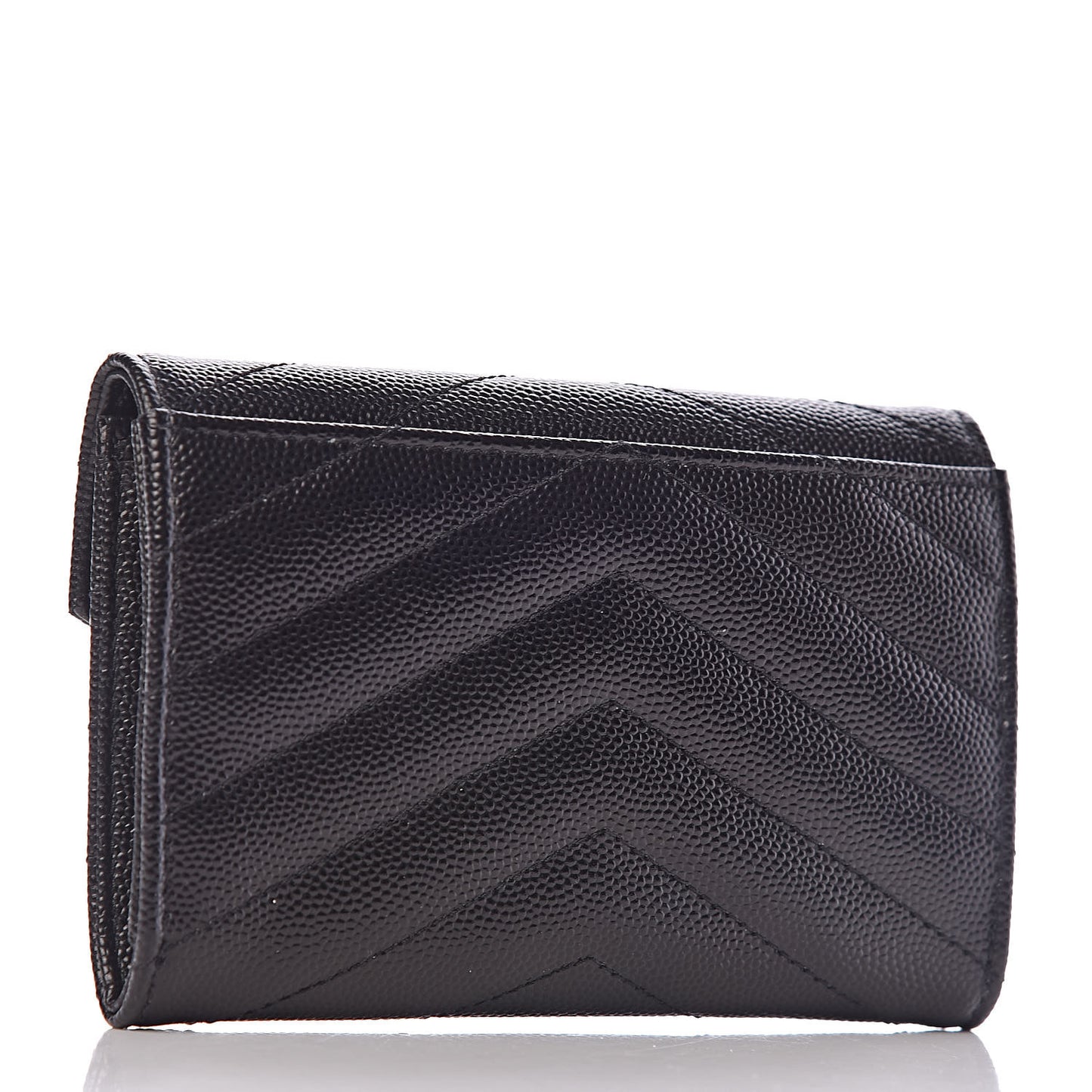 Grain De Poudre Matelasse Chevron Small Monogram Envelope Wallet Black